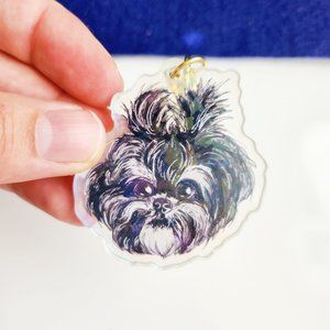 Black Shih Tzu Keychain, Holo Dog Keychain for Men, Holographic Dog Lover